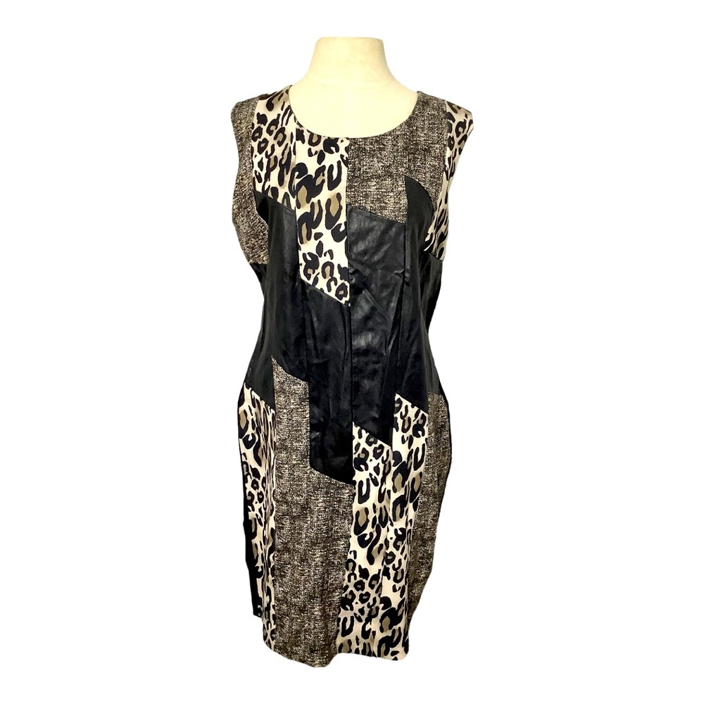 Venus Animal Print & Faux Leather Dress 14